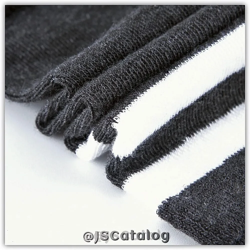 Charcoal w/ White Stripes Cotton Thigh High Socks